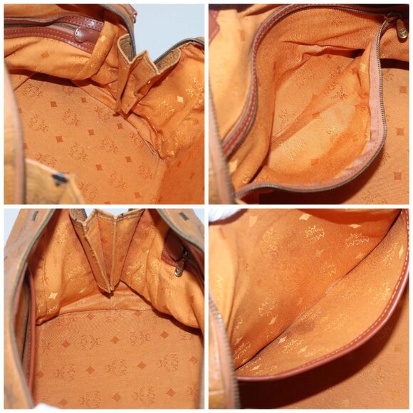 MCM Logogram Vicetos Hand Bag PVC Leather Brown Gold - Picture 14 of 15